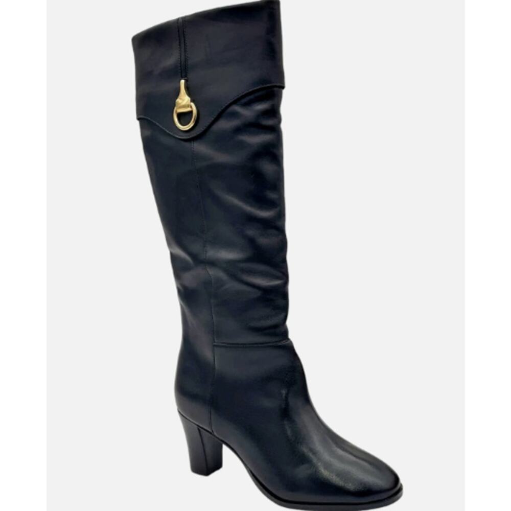 Arezzo Savannah Black Leather Long Shaft Boot Black size 9B